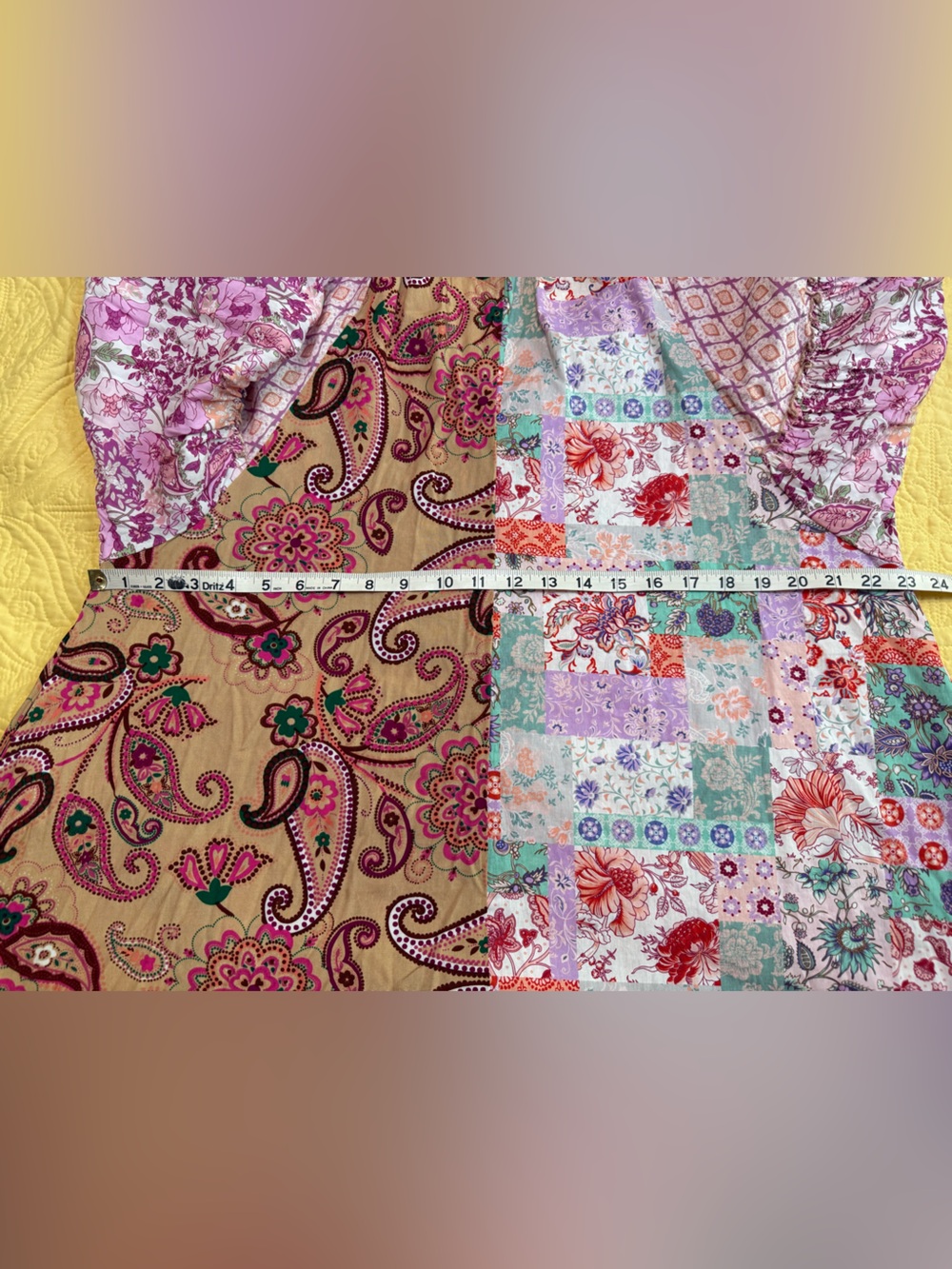 H160 New Oli & Hali XL ptp 23 Boho Patchwork Long-Sleeve Top in Pink Floral - Picture 6 of 10